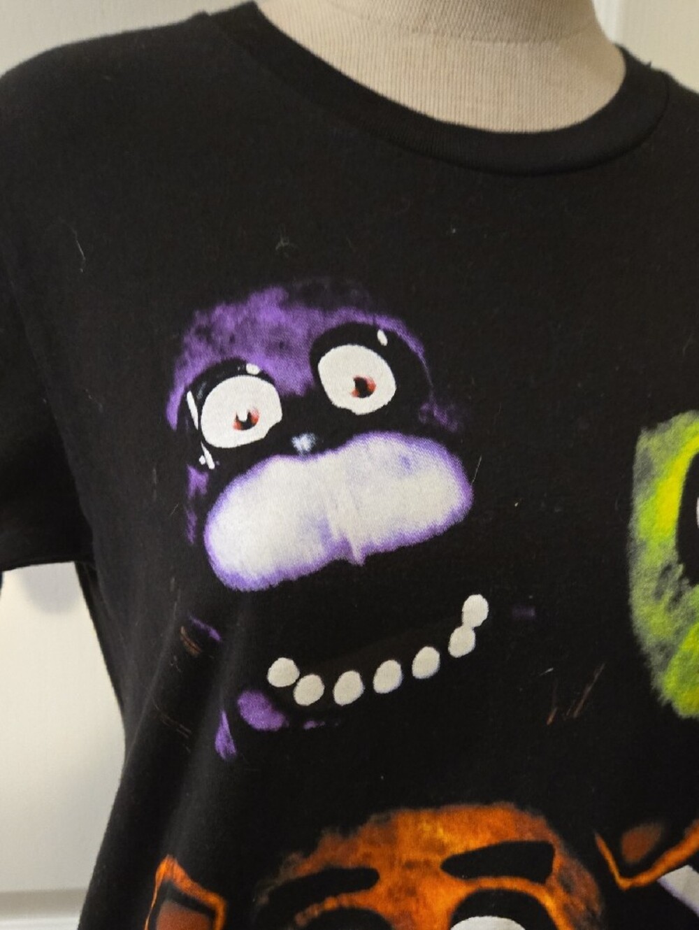 Five Nights At Freddy's Black Graphic Tee with Colorful Monster Faces - Picture 6 of 6